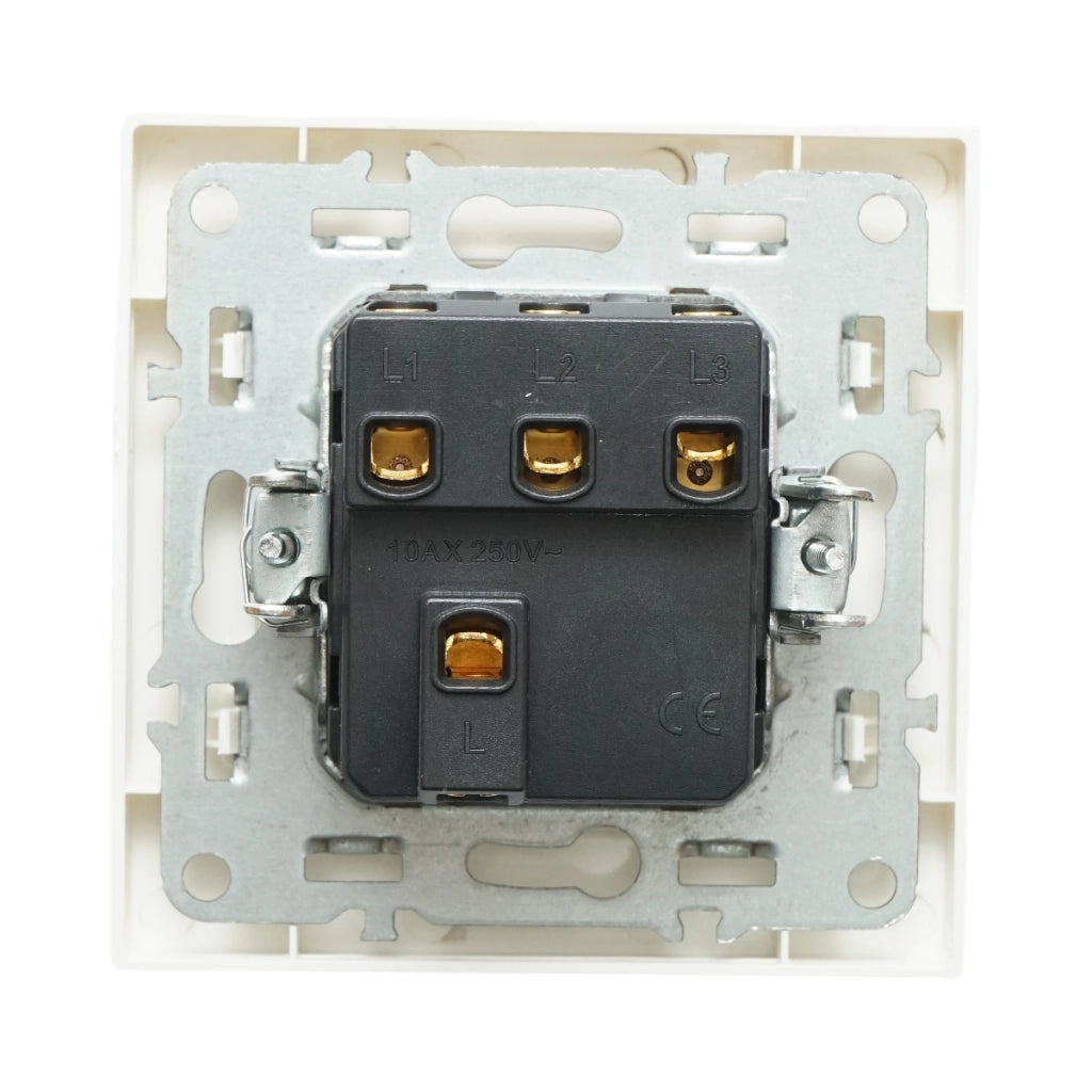 Interruttore triplo da incasso bianco 220V, 10AX, ABS 80x80mm