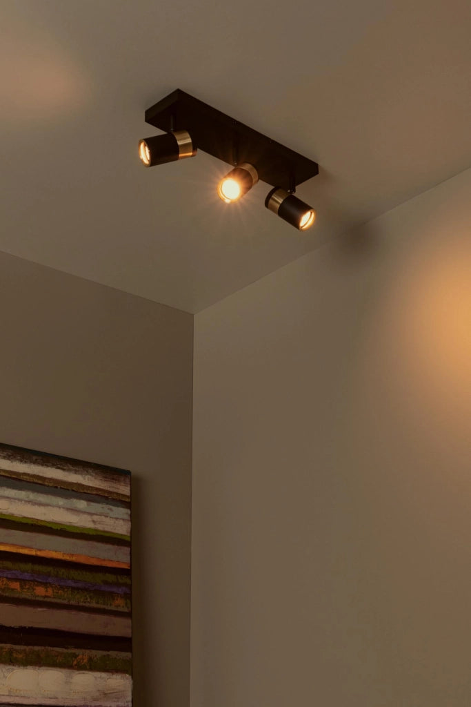 Plafoniera GORIK 3xGU10 nera oro rettangolare Lucide