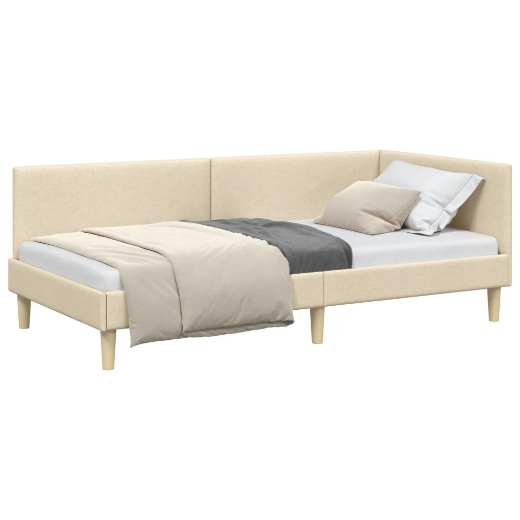 Cornice del letto ad angolo con testiera Crema 100 cm x 200 cm 42016203