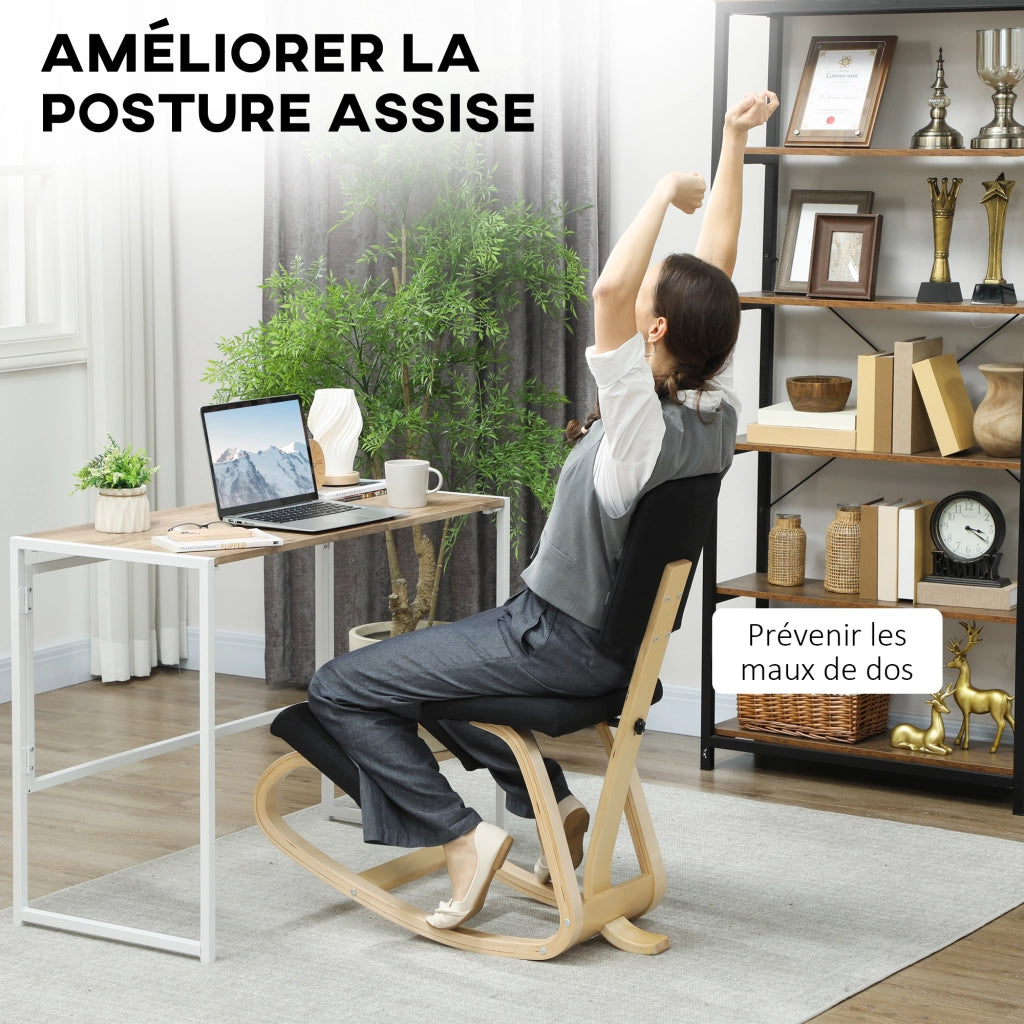 Sedia a ginocchia ergonomica in legno con schienale ¨C zephmum ¨C nero