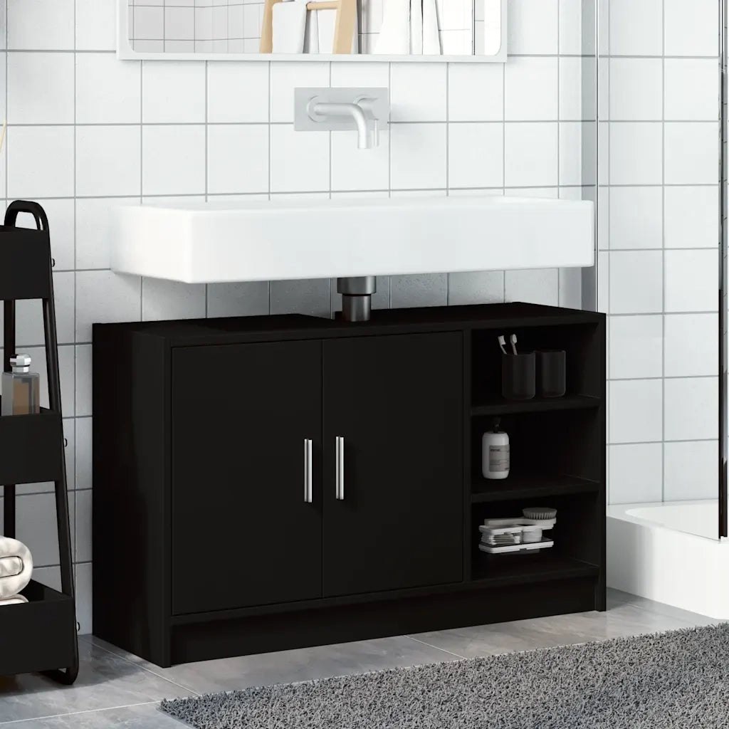 Mobile Lavabo Nero 90x29x55 cm in Truciolato 848123