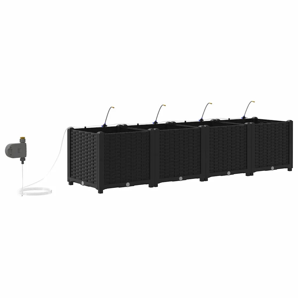 Vaso da giardino 4 pcs Nero Plastica 42002847