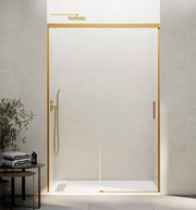 Box doccia frontale BASIC 1 fisso + 1 scorrevole 110-115 cm (41-46) oro vetro trasparente