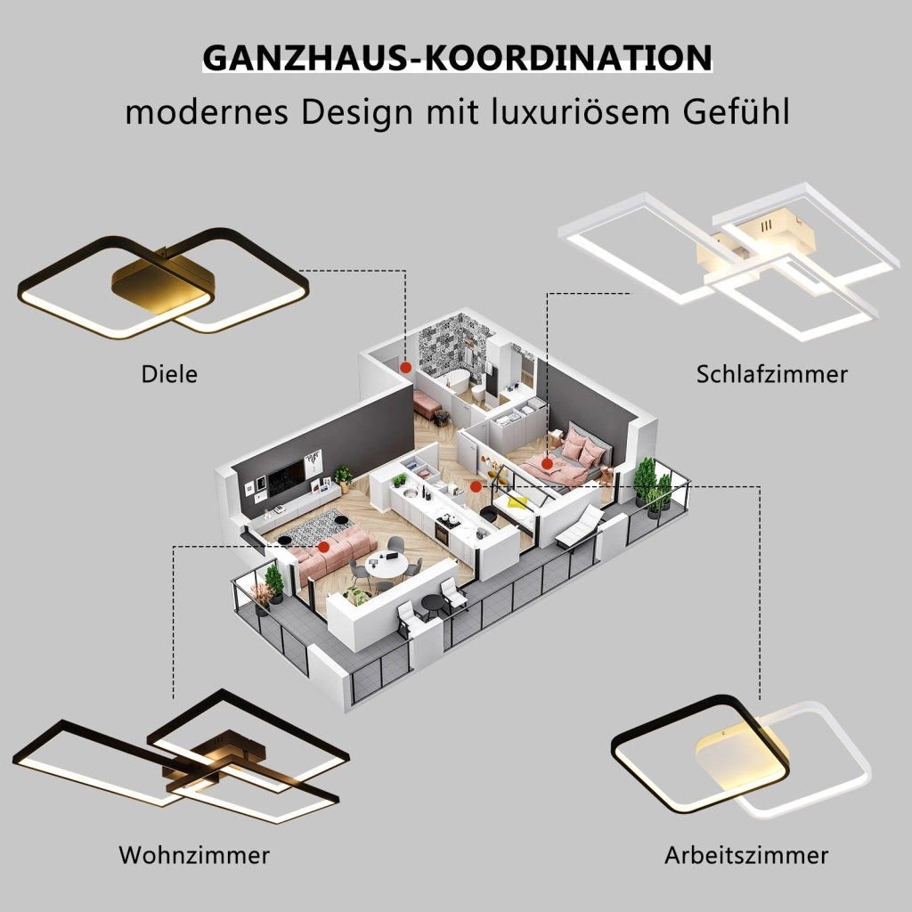 ZMH Lampada da soffitto plafoniera LED moderna telecomando metallo nero per camera letto