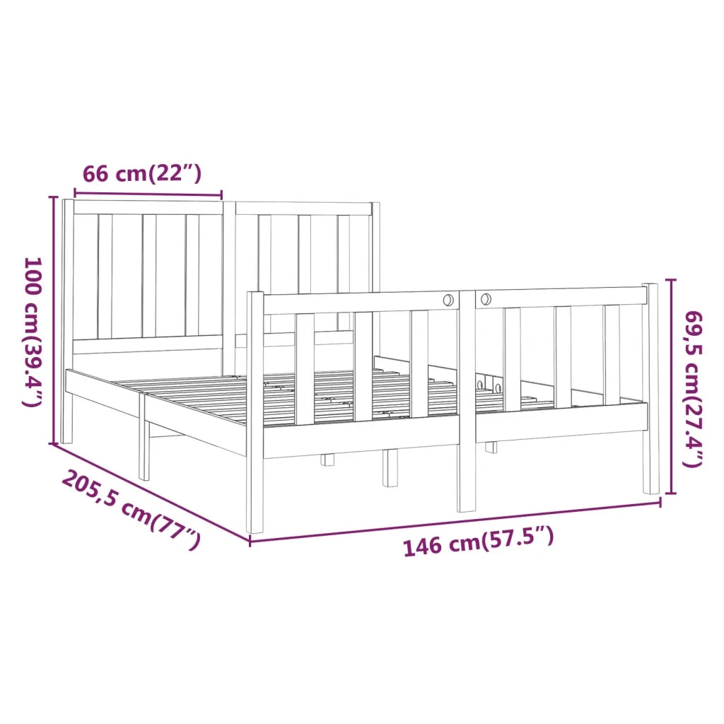 Letto senza Materasso-Struttura Letto Bianco 140x190 cm Legno Massello di Pino 458343