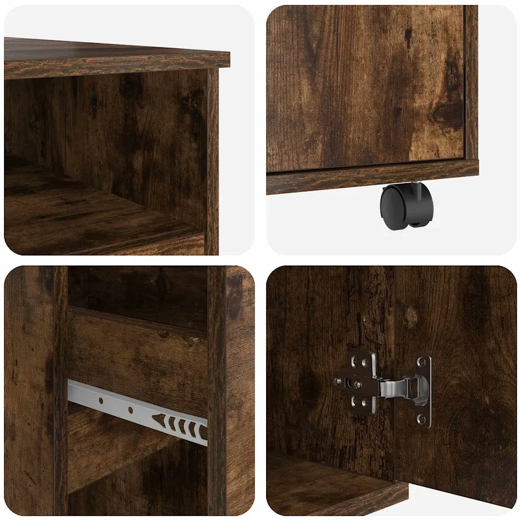Scrivania con Ruote con cassetto Rovere fumé 91 x 50 x 77 cm 869534