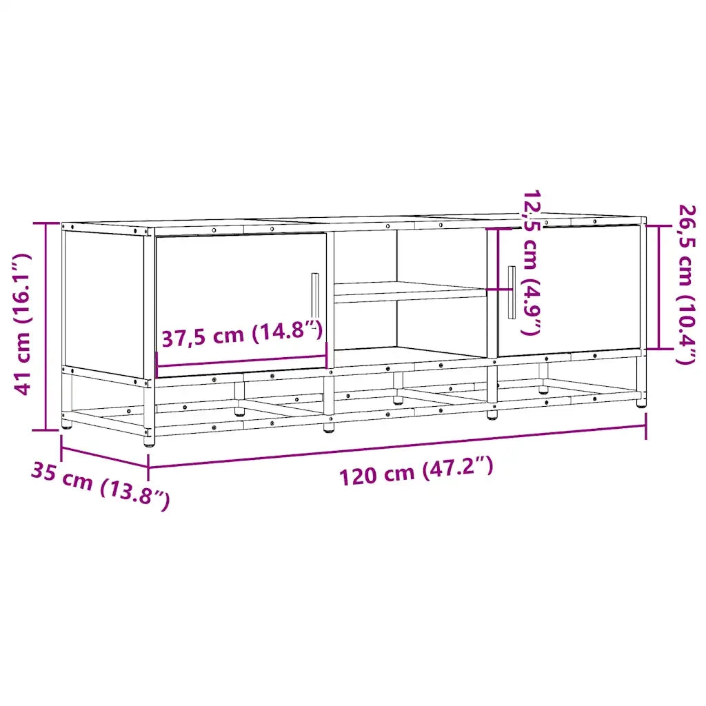 Mobile TV | Armadietto TV | Mobile Porta TV Nero 120x35x41 cm in Truciolato e Metallo