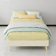 LETTO Moderno 90x200 cm Beige in Tessuto e Metallo