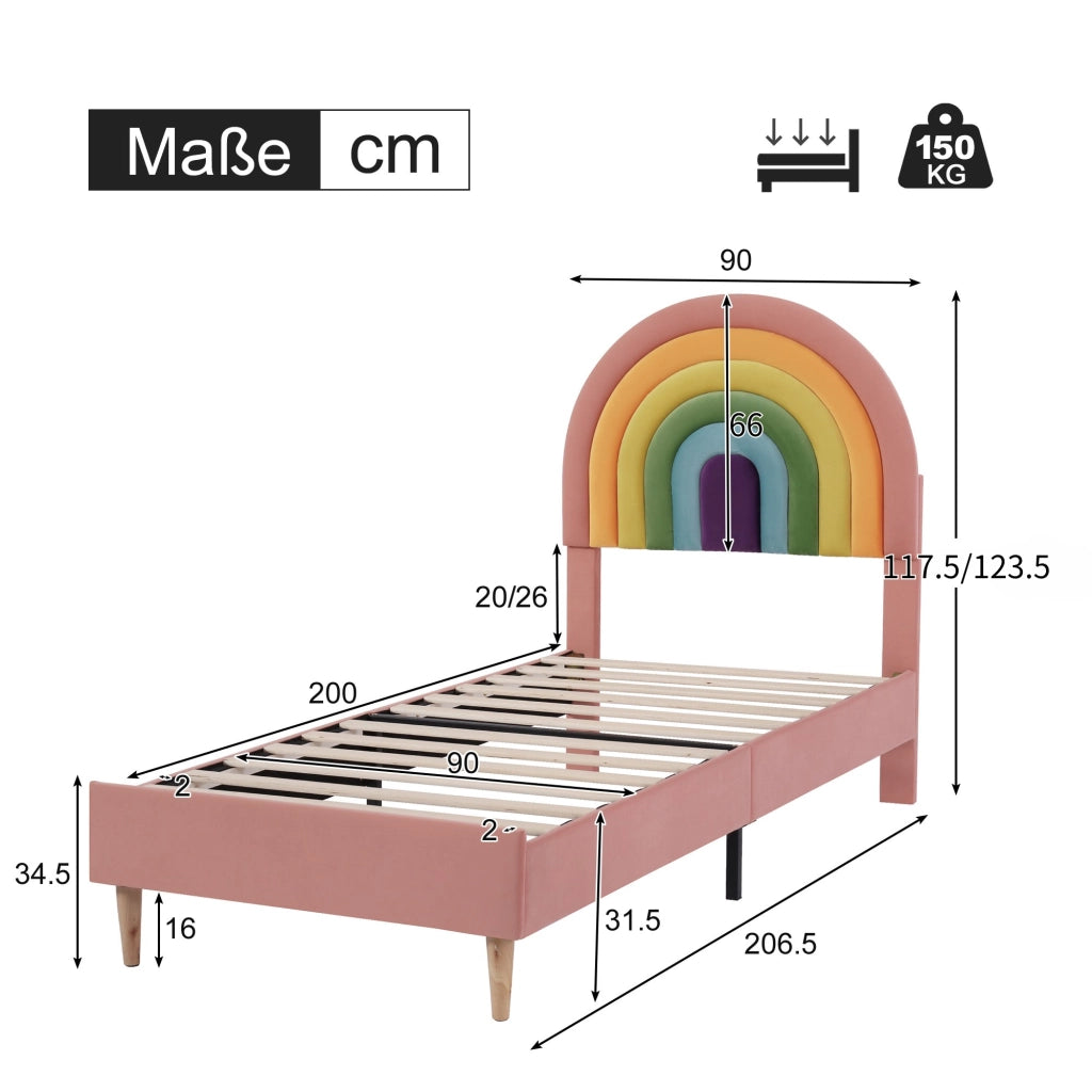 letto imbottito velluto rosa 90 x 200 cm
