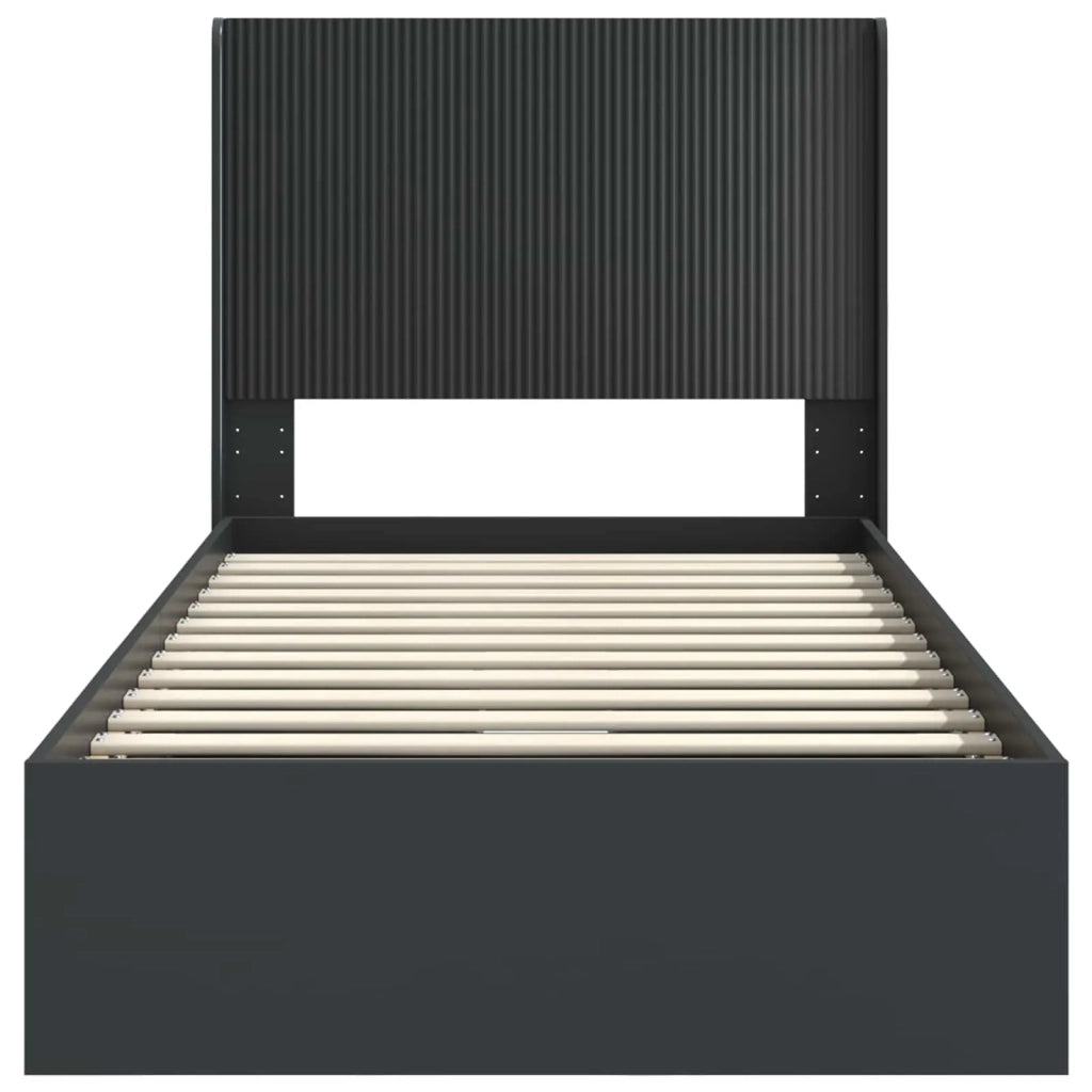 Struttura del letto con stoccaggio e testata Nero 90 x 190 cm 3414062