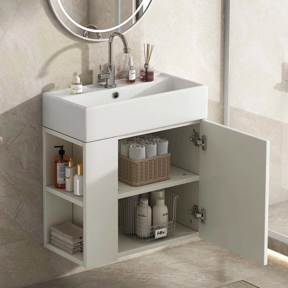 Mobile Bagno con Lavabo e Sottolavabo Pensile 55 cm ¨C Xylo ¨C Bianco