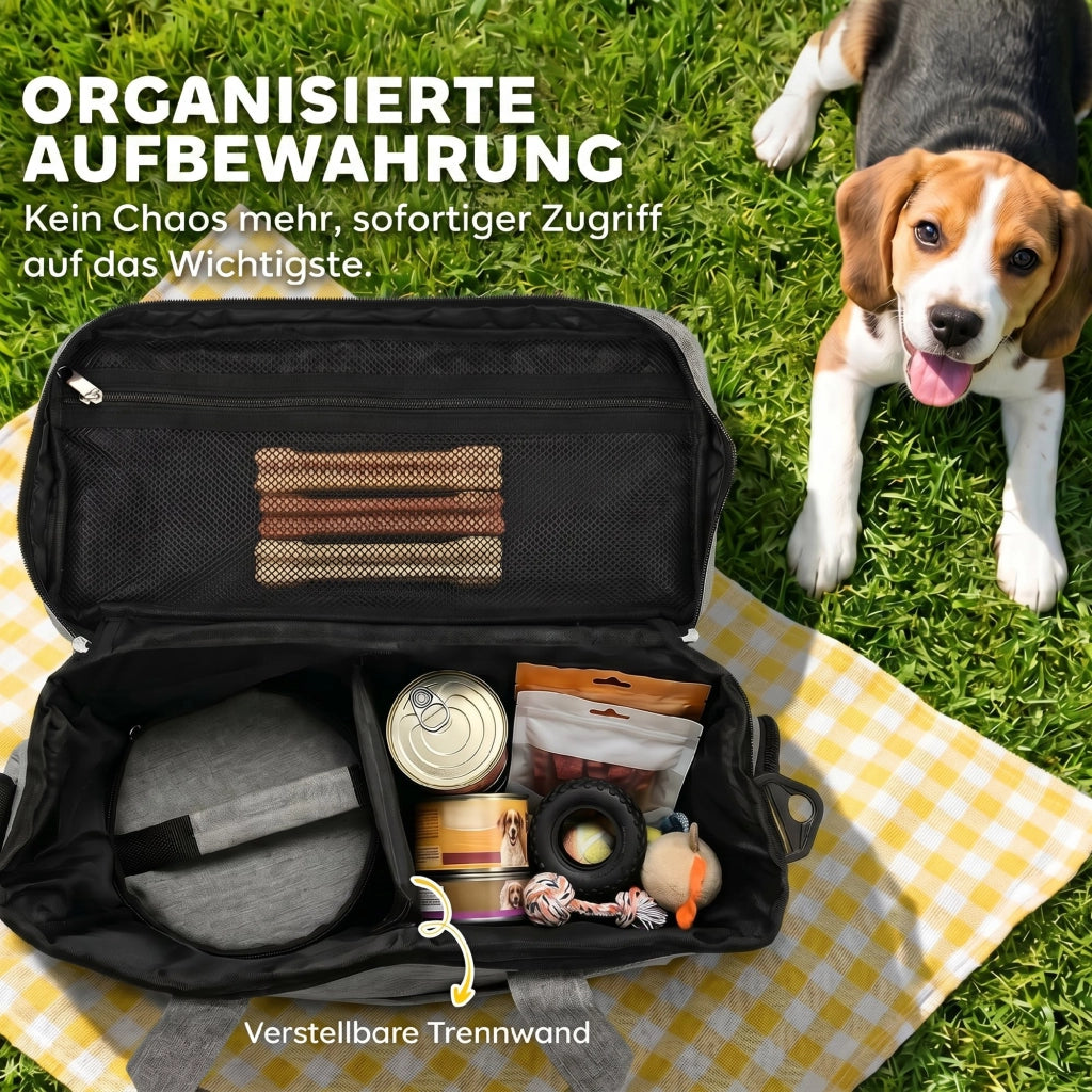 Trasportino per Cani con Scomparti e Ciotole ¨C zephmum ¨C Grigio Chiaro 38x17x35 cm