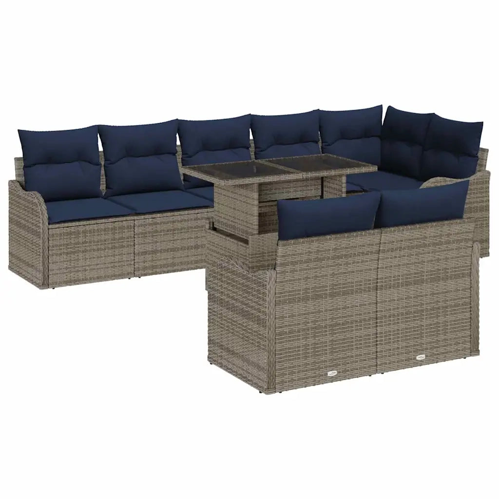 Set Divano da Giardino 9 pz Grigio Poly Rattan 3348491