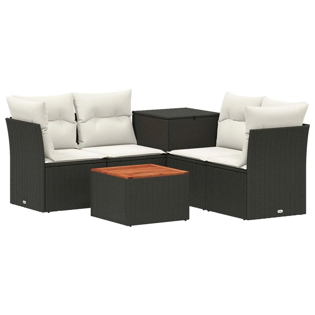 Set di divani 6 pz Nero e Bianco Crema 3447341