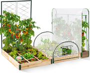 Kit Completo di 3 vasche modulari per orto e Serra di pomodori + Traliccio + Copertura