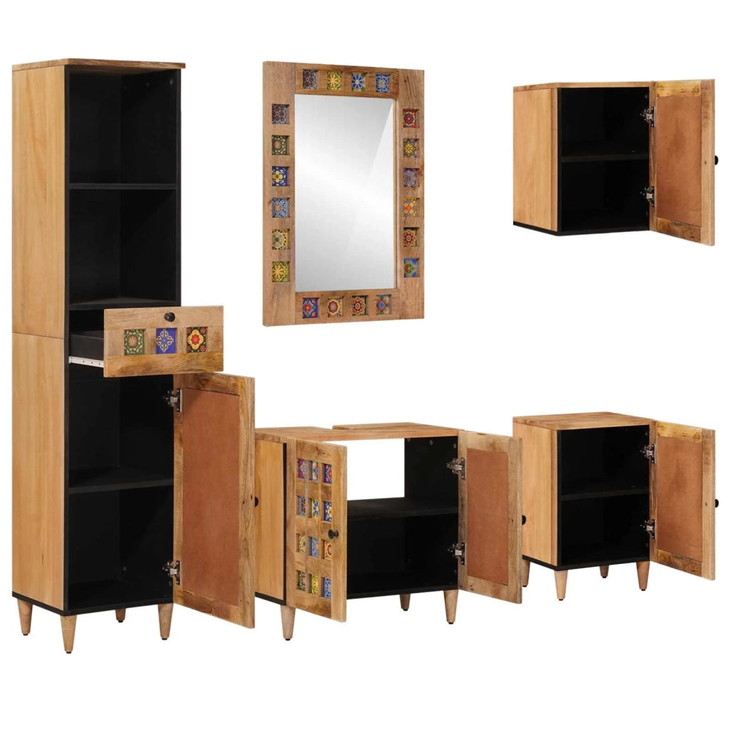 Set di mobili per il bagno con cassetto 5 pcs Naturale 3310099