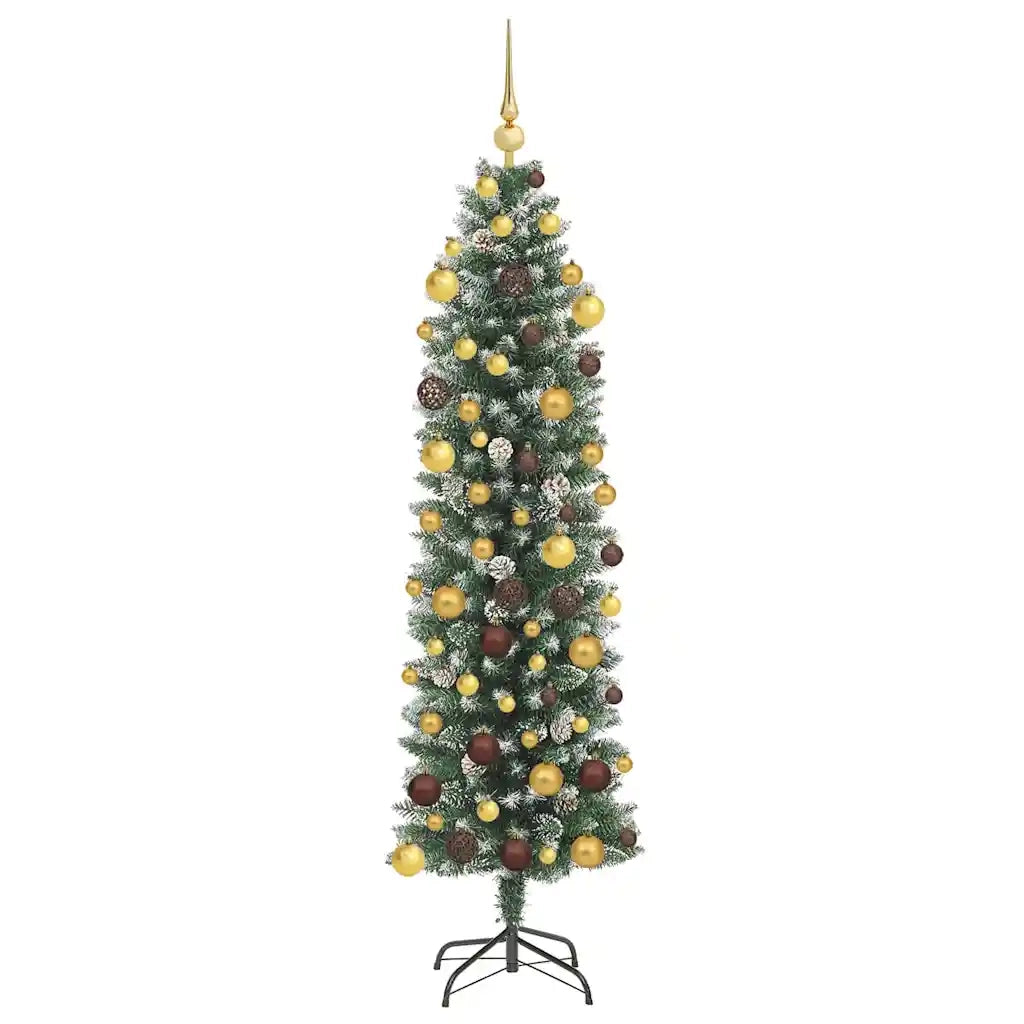 Albero di Natale Artificiale Sottile Verde e Bianco 180 cm 3395290