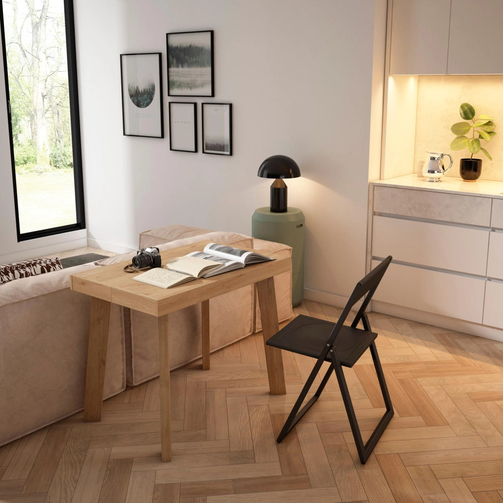 Consolle allungabile, 262x90x73cm, Per 12 persone, Gambe in legno, colore Rovere RF3086