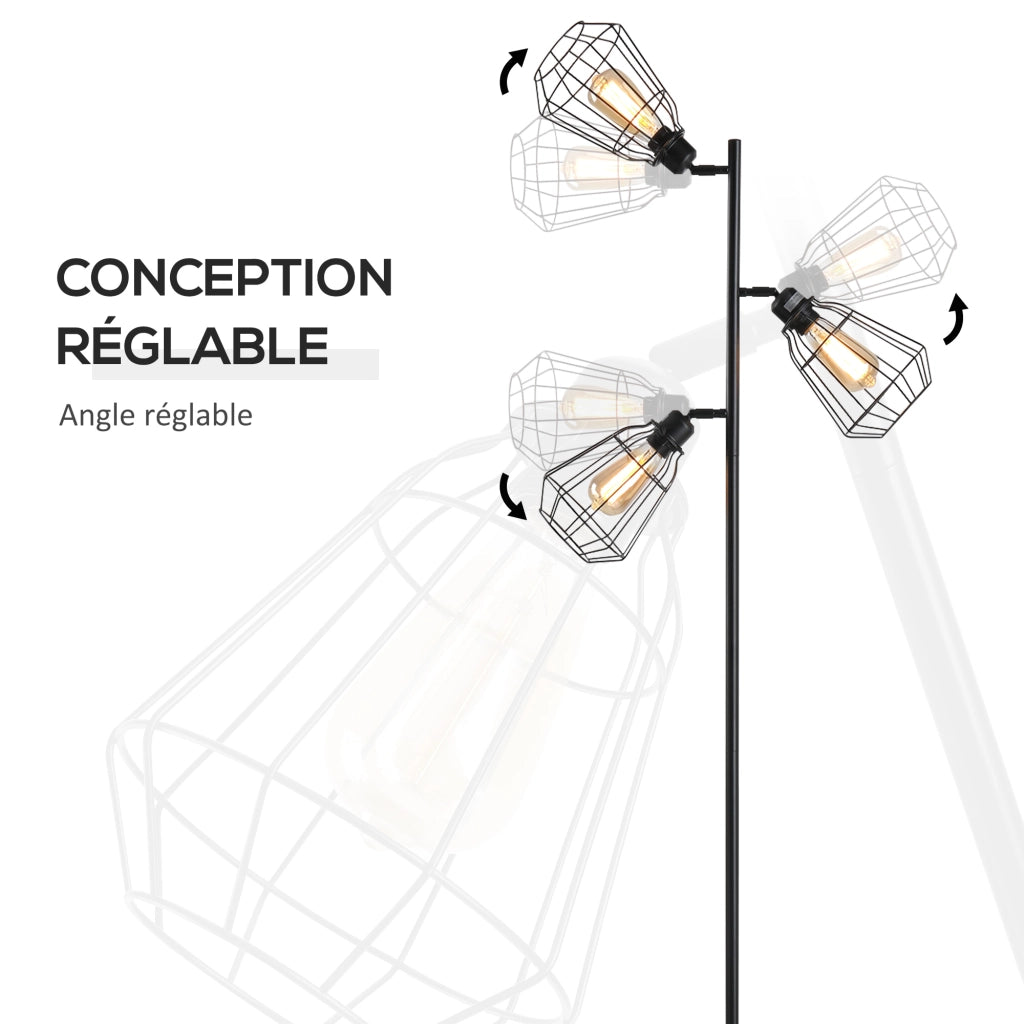 Lampada da terra industriale ¨C Minimal ¨C 3 luci, nero