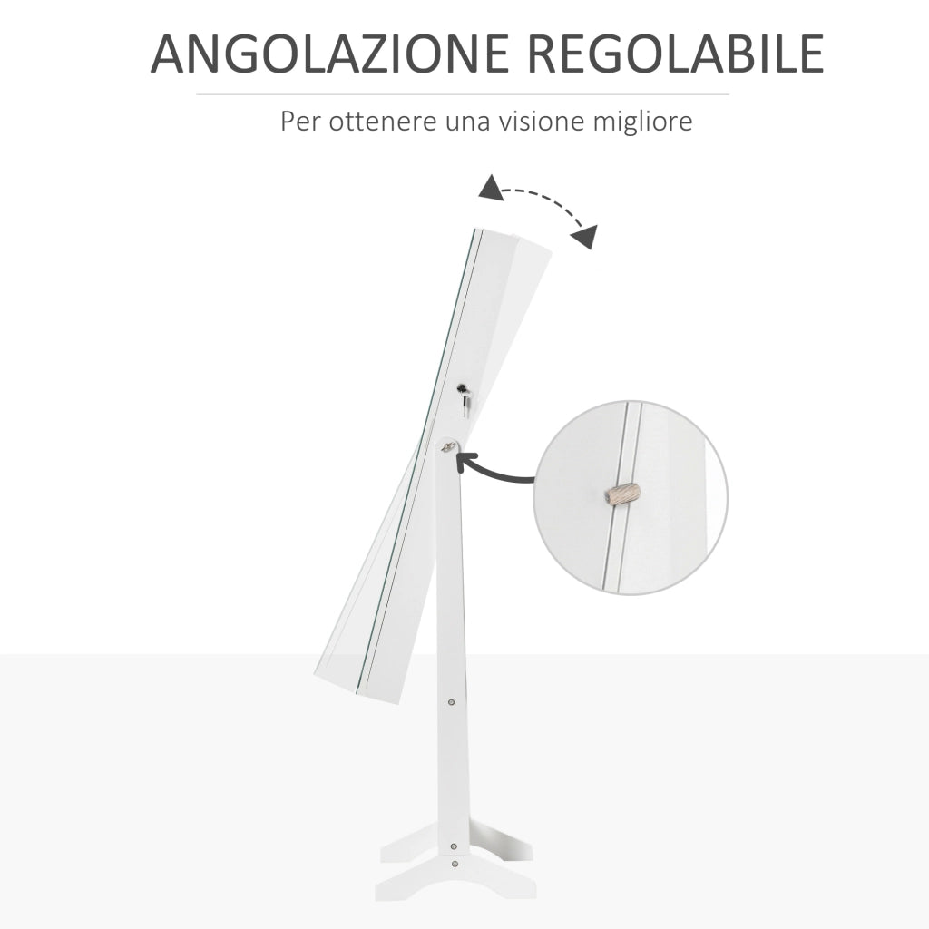 Specchio con Appendiabiti e Luce LED ¨C Minimal ¨C Grigio 46x36.5x151.5cm