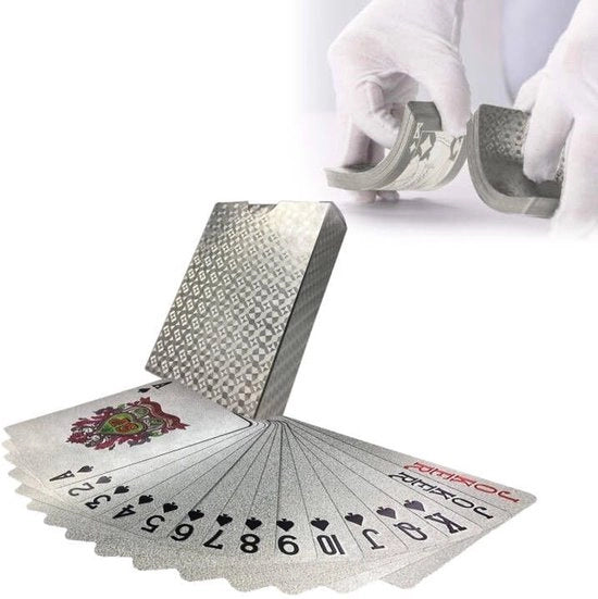 Carte da Gioco Waterresistenti - Carte da Poker in Plastica - Carte da Gioco per Bambini/Adulti - Gioco di Società per Feste Familiari - 54 Pezzi - Disegno di Gallo Argentato