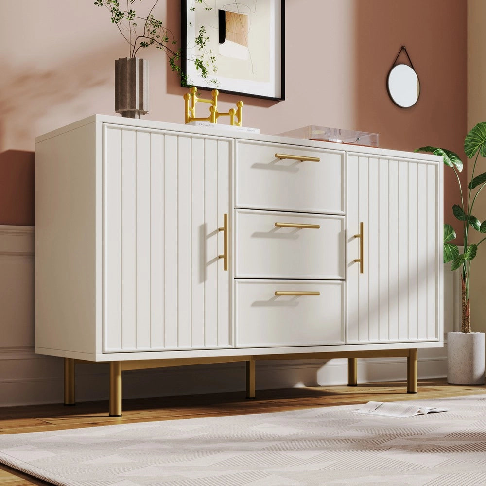 Cassettiera con Ante e Cassetti ¨C MINIMAL ¨C Bianco, 120x40x75 cm