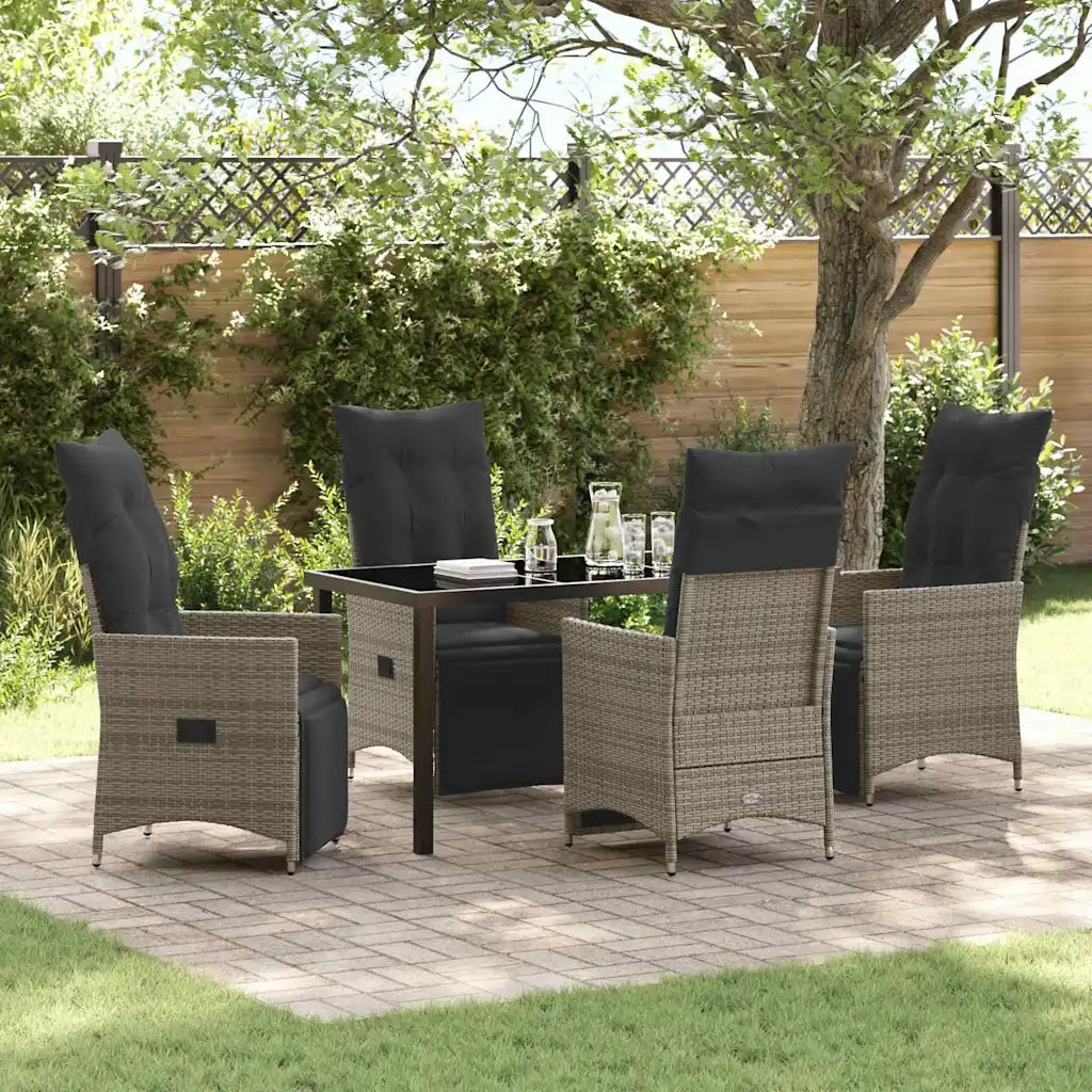 Set da Pranzo per Giardino con cuscino 5 pcs Grigio polyrattan 3379578