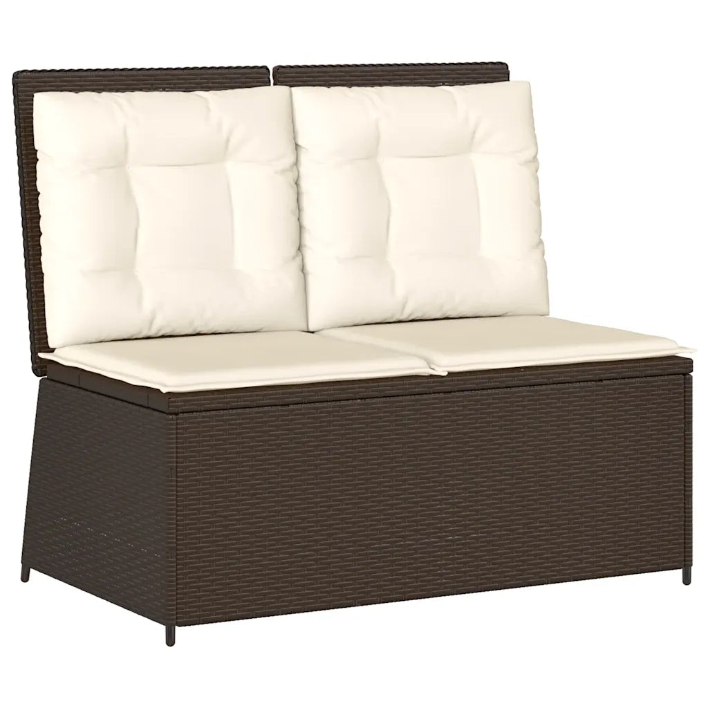 Panca Reclinabile da Giardino con Cuscini Marrone in Polyrattan 368965