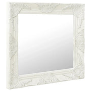 Specchio da Parete Stile Barocco-Specchio a Muro-Specchio Decorativo 60x60 cm Bianco