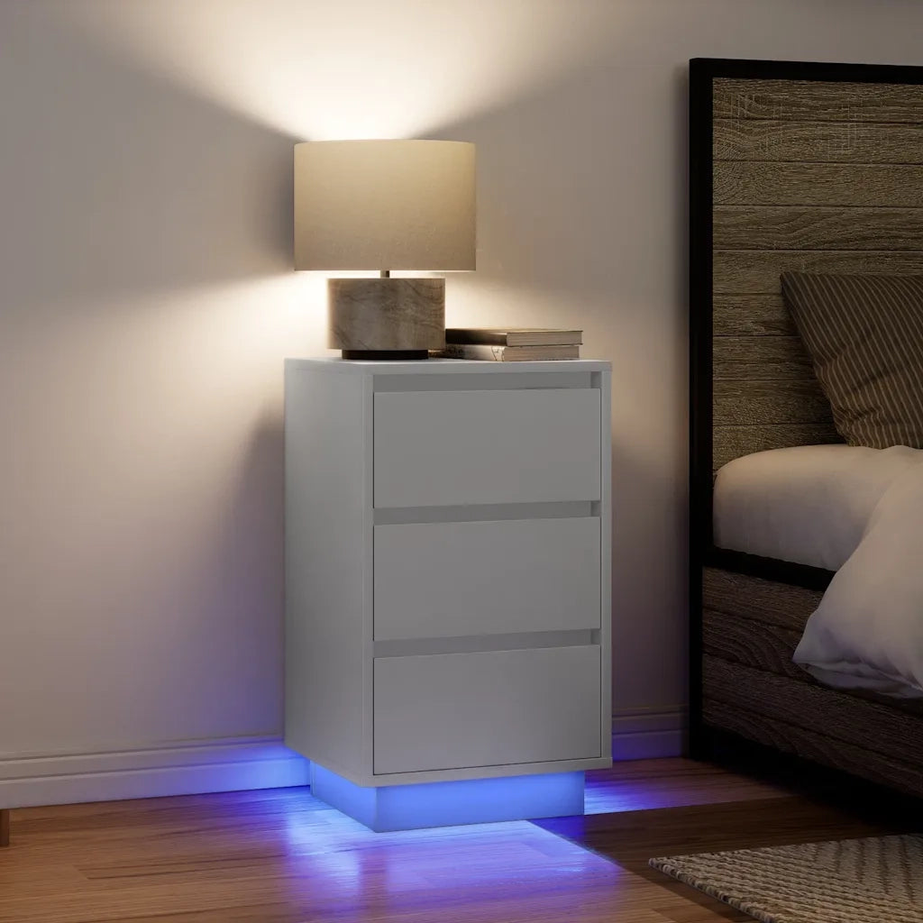 Comodini con Luci LED Bianco 38x34x65 cm 861301