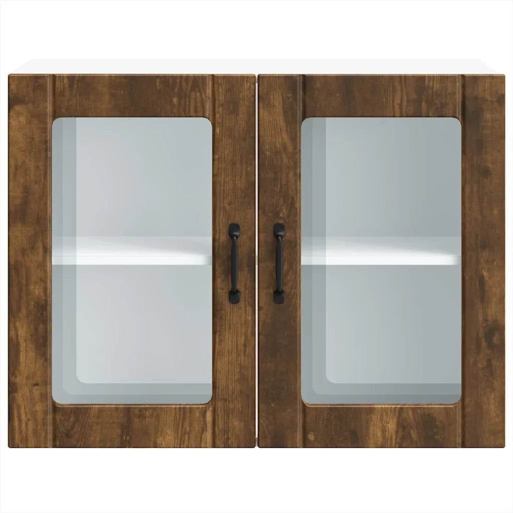 Pensile da Cucina con Porta in Vetro-Mobile Cucina da Parete Lucca Rovere Fumo 732711