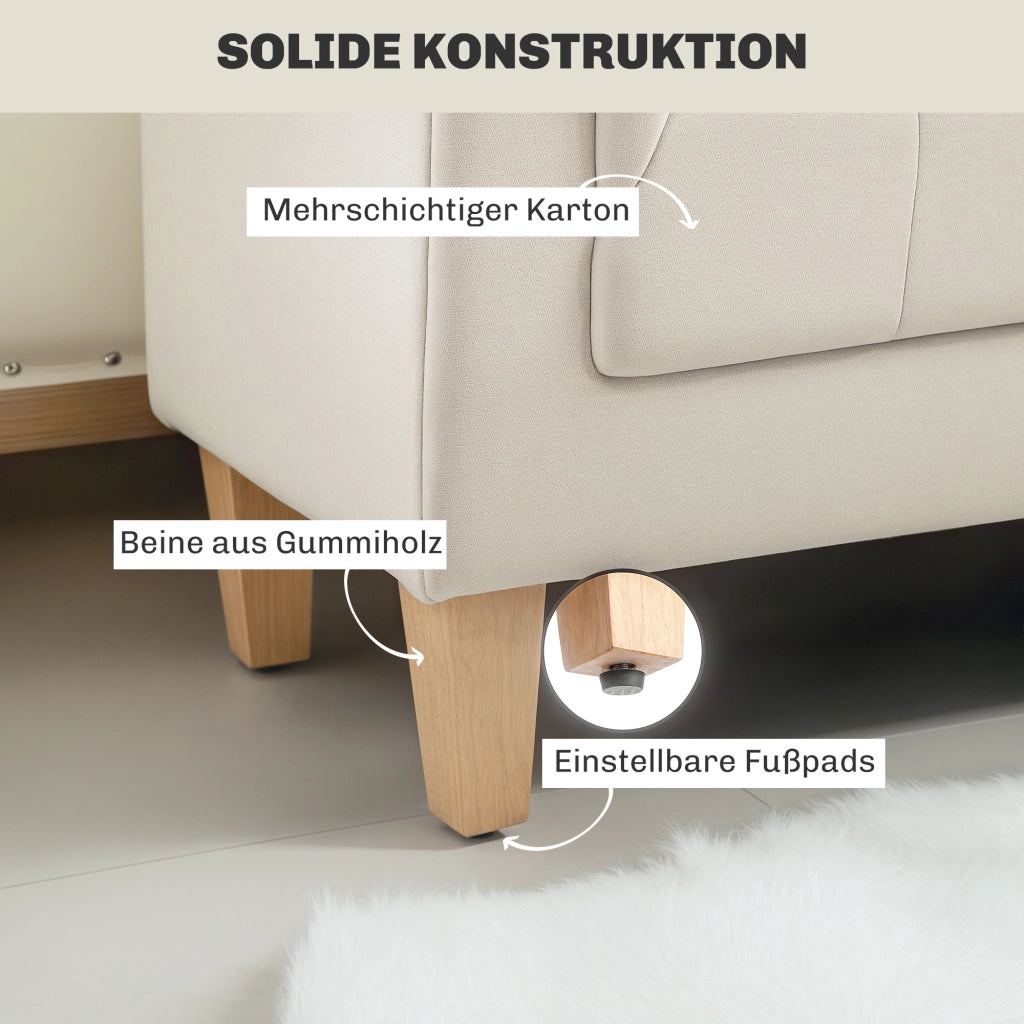 Divano 2 posti imbottito ¨C Minimal ¨C Beige 115x44x58