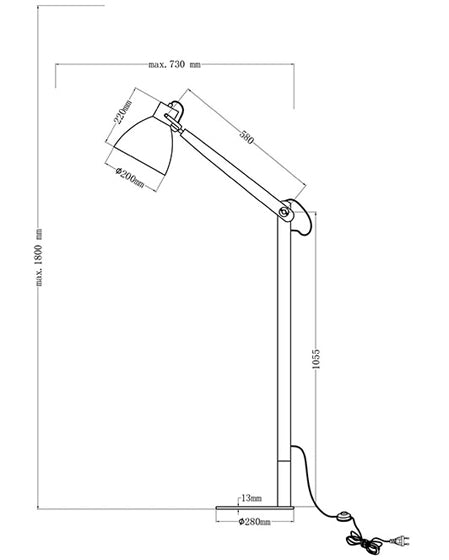 Lampada da terra Sveva in metallo e legno frassino, altezza regolabile 180cm, attacco E27, design moderno ed elegante per illuminazione d'interni