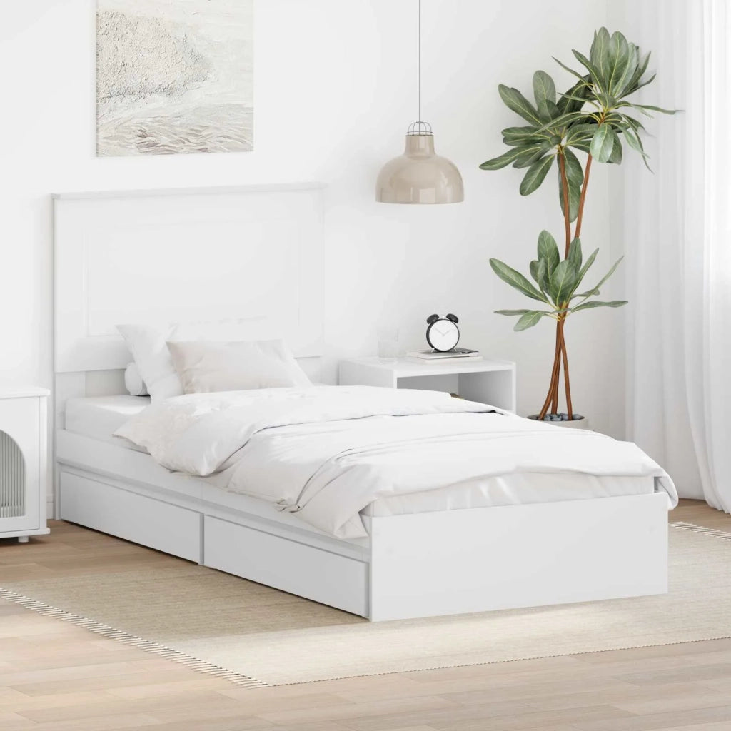Letto con Contenitore Bianco 75 x 190 cm Legno multistrato