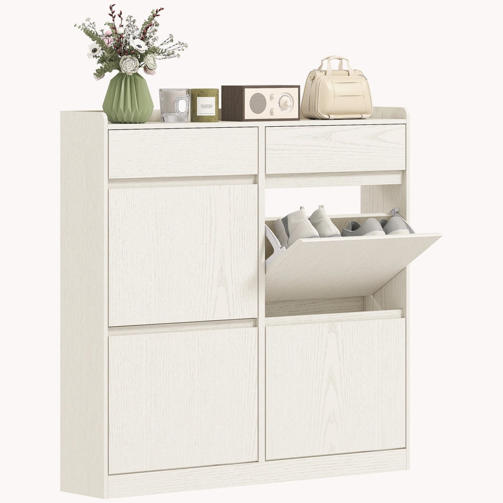 Scarpiera con cassetti e ante ¨C Minimal ¨C bianco 98x19x95 cm