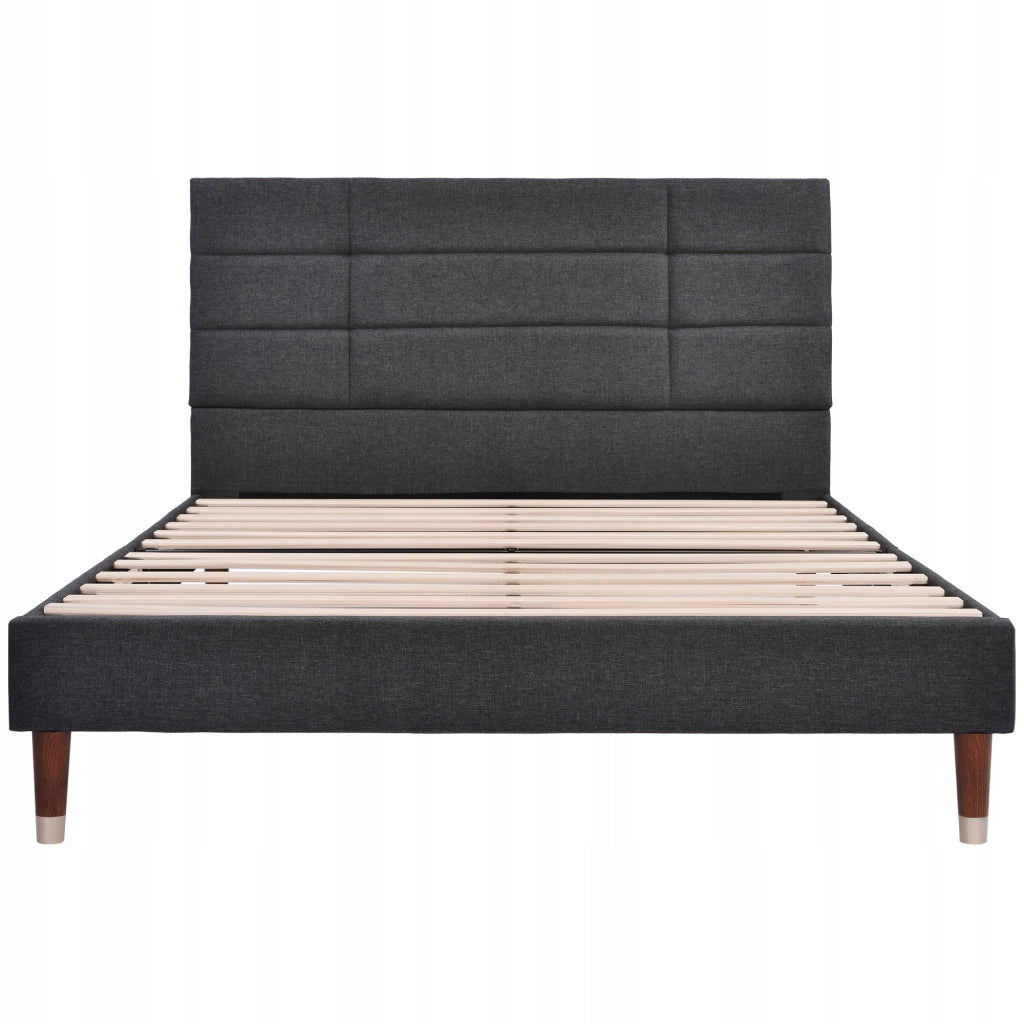 Letto imbottito 140x200 - Xylo - Grigio scuro, lino