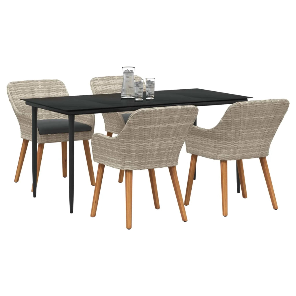 Set da Pranzo per Giardino 5 pcs Grigio chiaro polyrattan 3261708