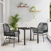 Set da Pranzo per Giardino con cuscino 3 pcs Nero polyrattan