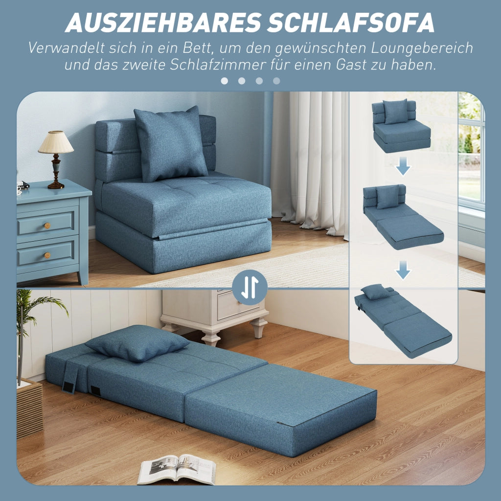 Letto Poltrona Relax ¨C Minimal ¨C 70x70x61 Blu Scuro Tessuto