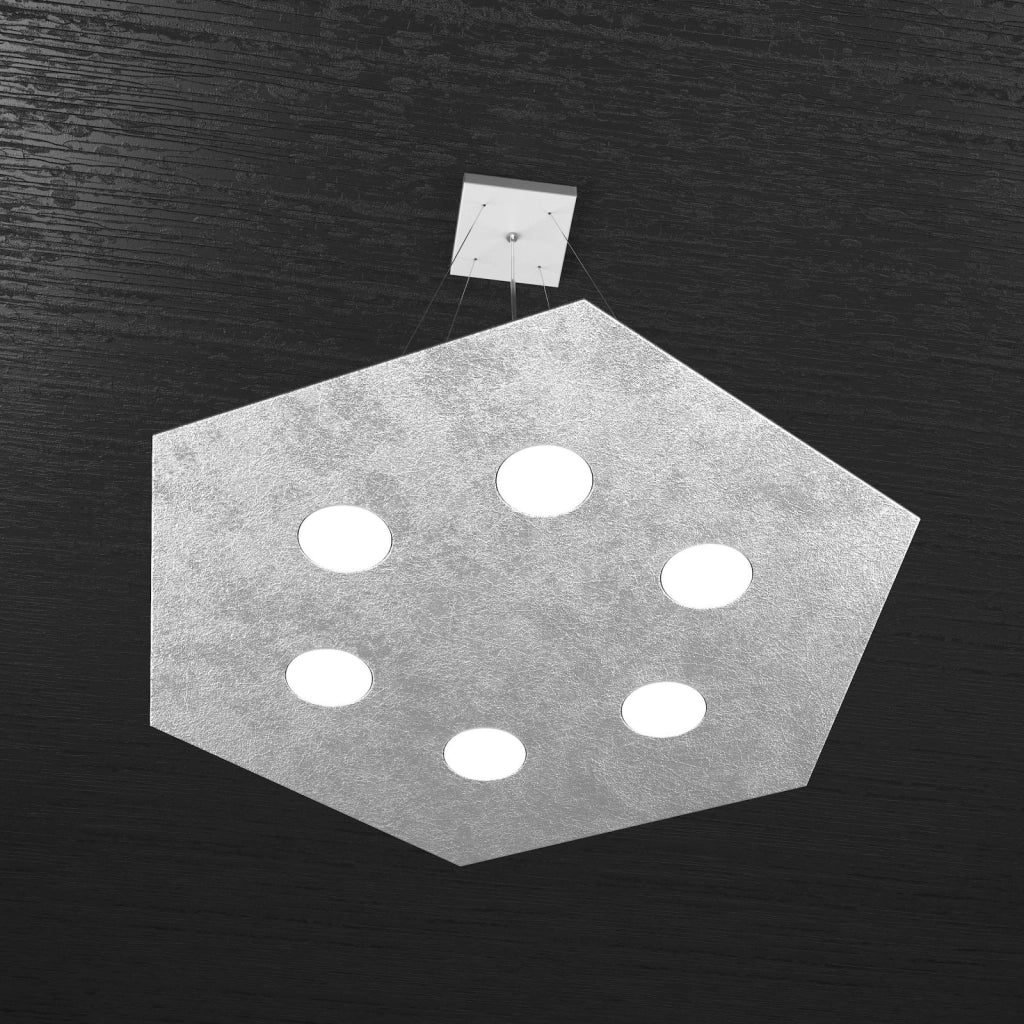 EXAGON SOSPENSIONE 6 LUCI FOGLIA ARGENTO 1142-SG-FA