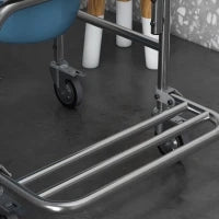 Sedia a Rotelle Impermeabile con WC Seduta in Ecopelle, 4 Ruote, Vaso Rimovibile per Anziani/Disabili, 84x54x96cm