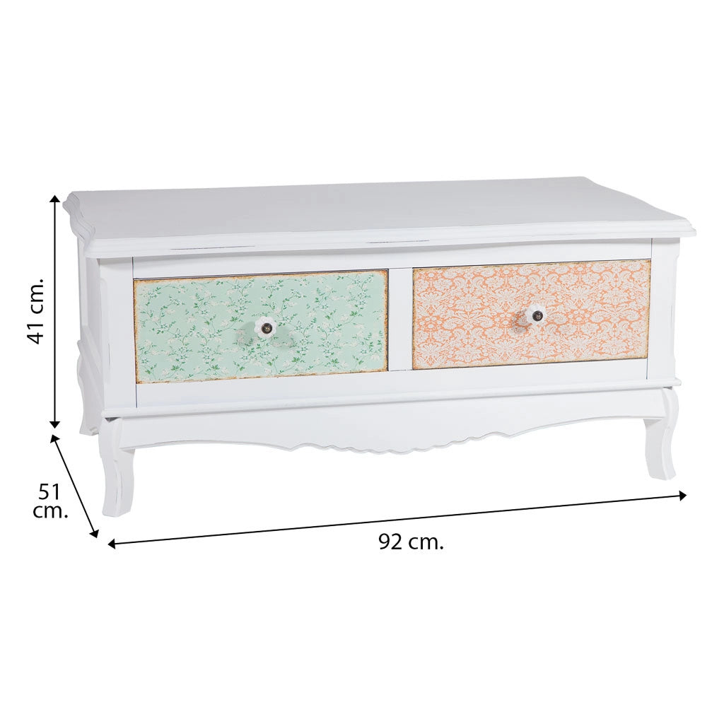Mobile basso in legno laccato bianco 92x52x41h