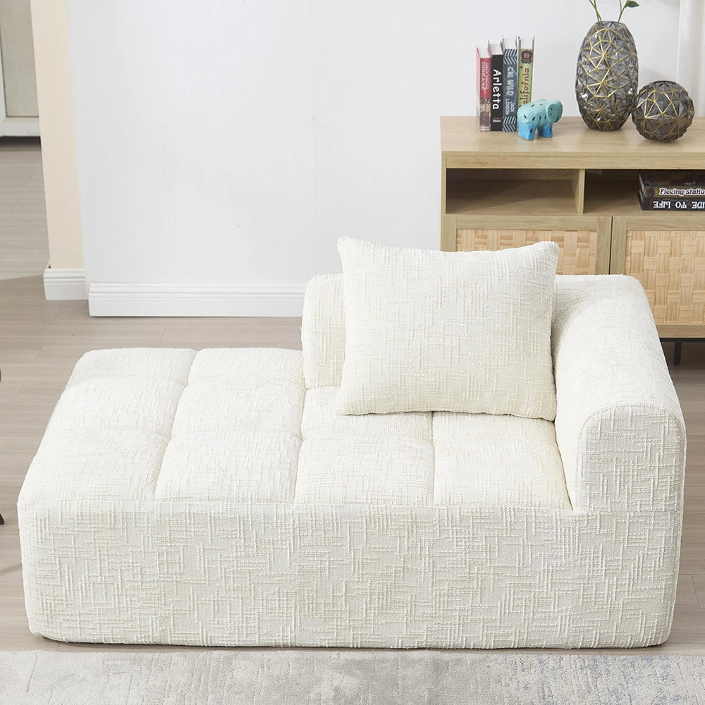 Divano 2 posti - Xylo - pronto uso con cuscino e tasche laterali, beige
