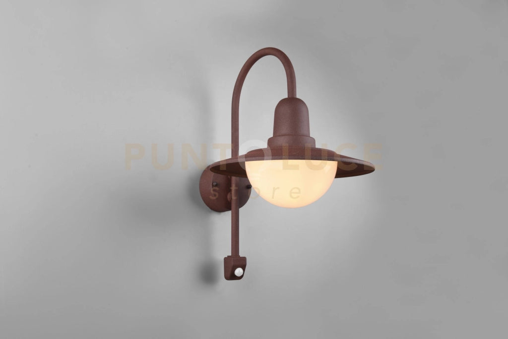 NORMAN APPLIQUE DA ESTERNO ALLUMINIO RUGGINE CON SENSORE H. 45,5CM IP44 1 LUCE ATTACCO E27