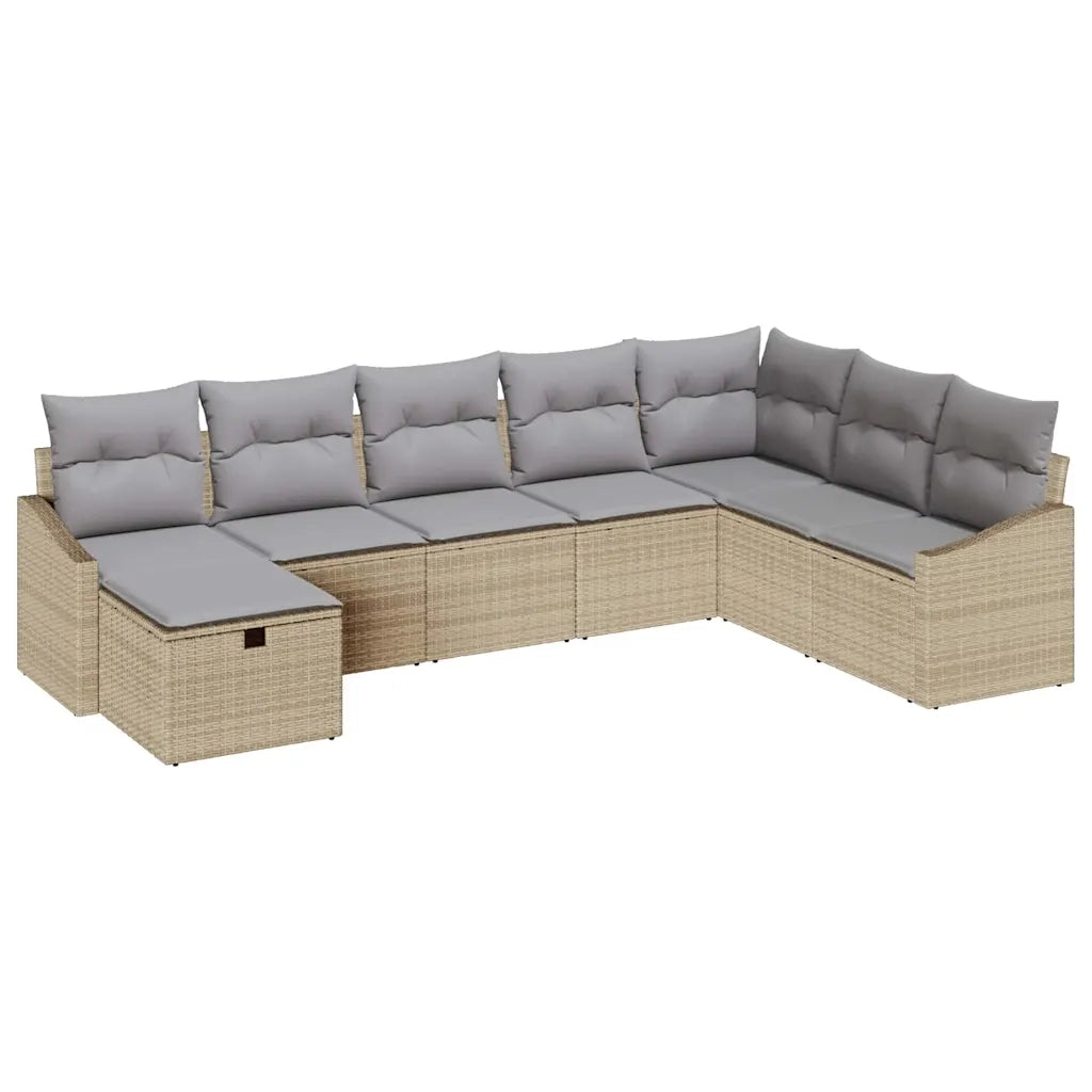 Set Divano da Giardino con cuscino 8 pcs polyrattan