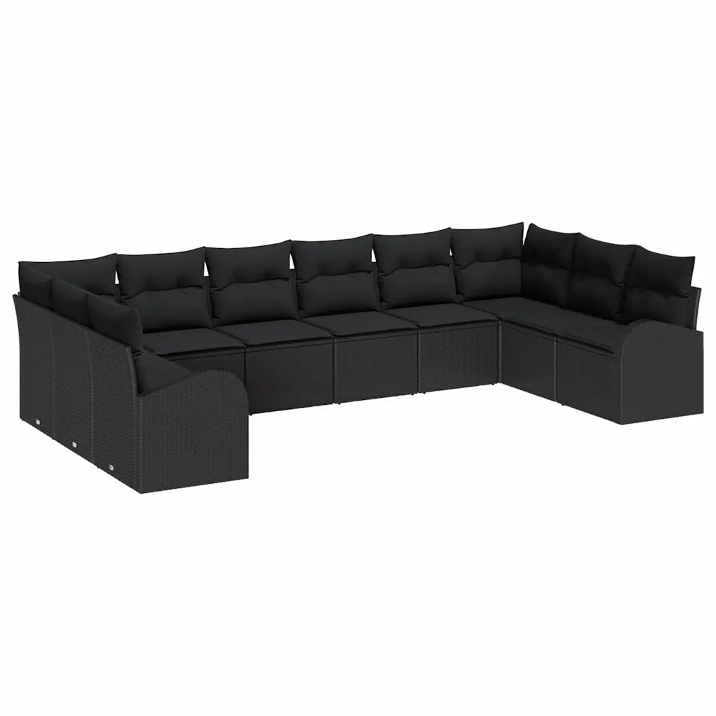Set di divani con cuscino 10 pcs Nero Polyrattan 3346223