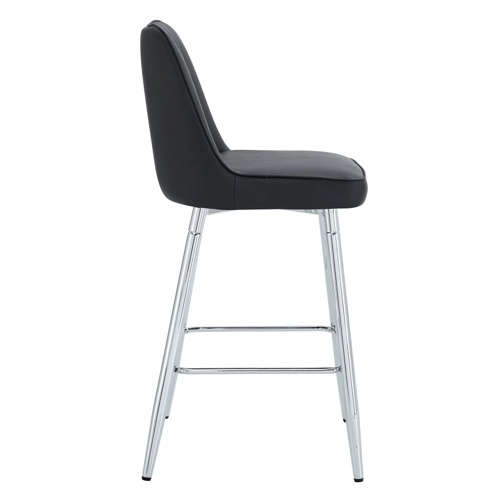 Set 2 Sgabelli da Bar ¨C MINIMAL ¨C Similpelle Nera, Struttura Metallo, 100 cm