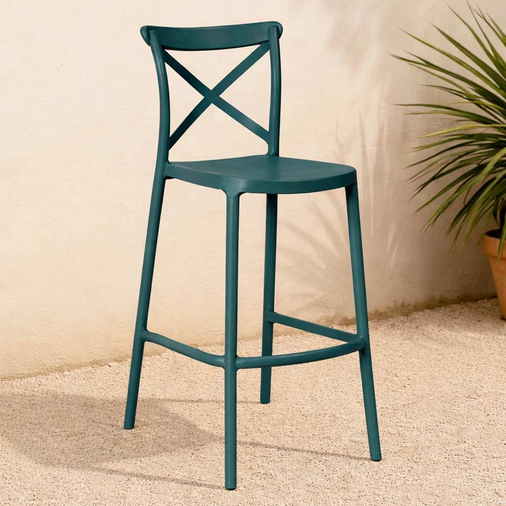 Sgabello da bar in plastica polipropilene verde petrolio sprint h 75 cm