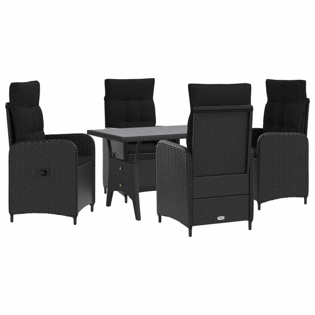 Set da pranzo per esterni 5 pcs Nero polyrattan 3422257