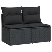 Set Divani da Giardino con Cuscini 2 pz | Set Salotto da Giardino Nero Polyrattan Acacia